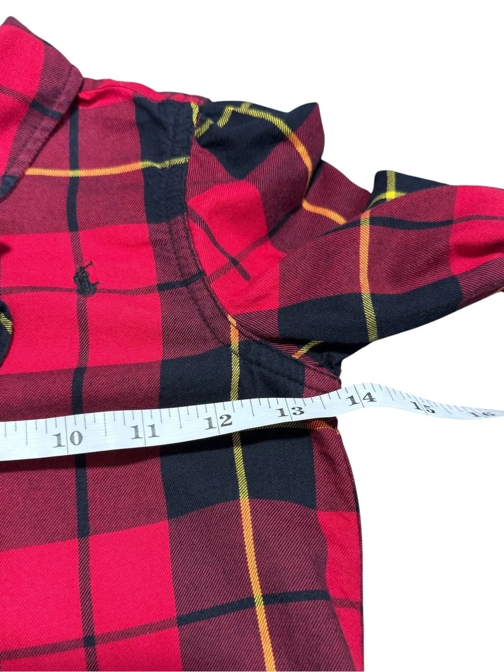 Ralph Lauren Girls Plaid Shirt Dress Red Black Ruffle Button Front Size 6X